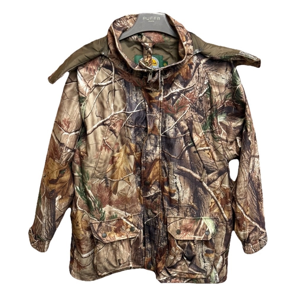 Cabelas Dry Plus Silent Suede Hooded Camo Jacket Kids XXL Women's L Mens M